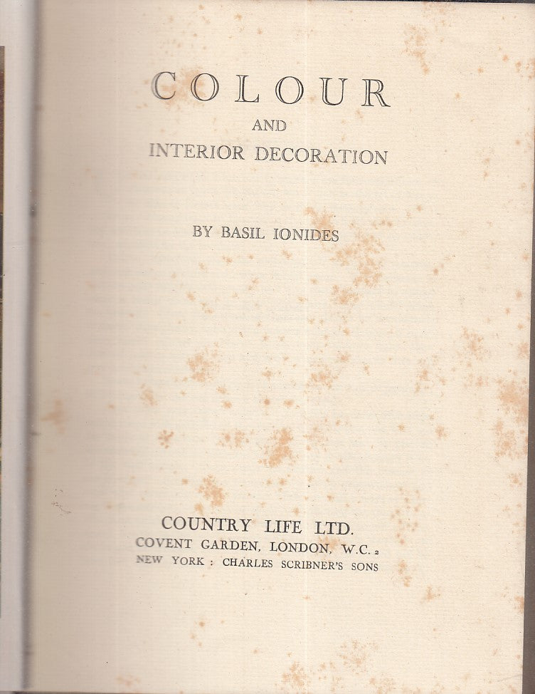 LT- COLOUR AND INTERIOR DECORATION- IONIDES - COUNTRY LIFE --- 1926 - C - ZFS663