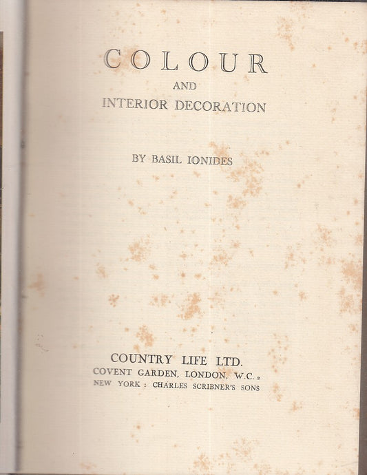 LT- COLOUR AND INTERIOR DECORATION- IONIDES - COUNTRY LIFE --- 1926 - C - ZFS663