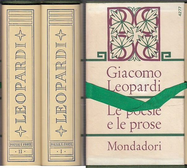 LN- COFANETTO 2 VOLUMI POESIE E PROSE - LEOPARDI - MONDADORI --- 1973- CS- XFS70