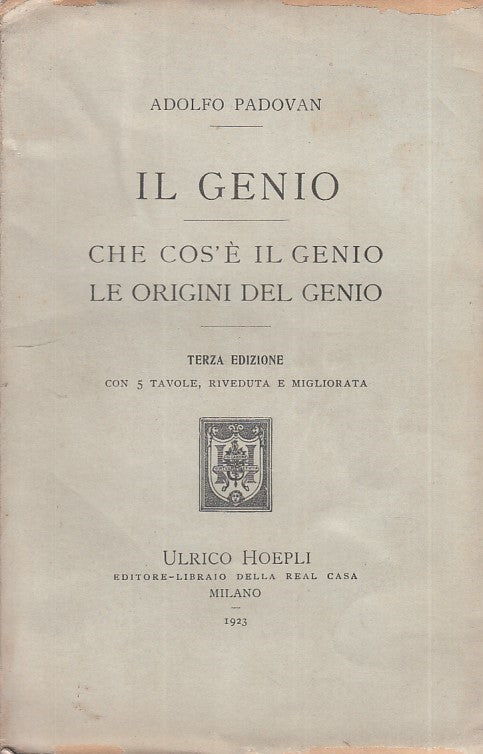 LZ- IL GENIO - ADOLFO PADOVAN - HOEPLI --- 1923 - B - YFS722