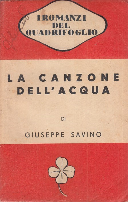 LA CANZONE DELL'ACQUA - GIUSEPPE SAVINO - A.V.E. --- 1942 - B - YFS722