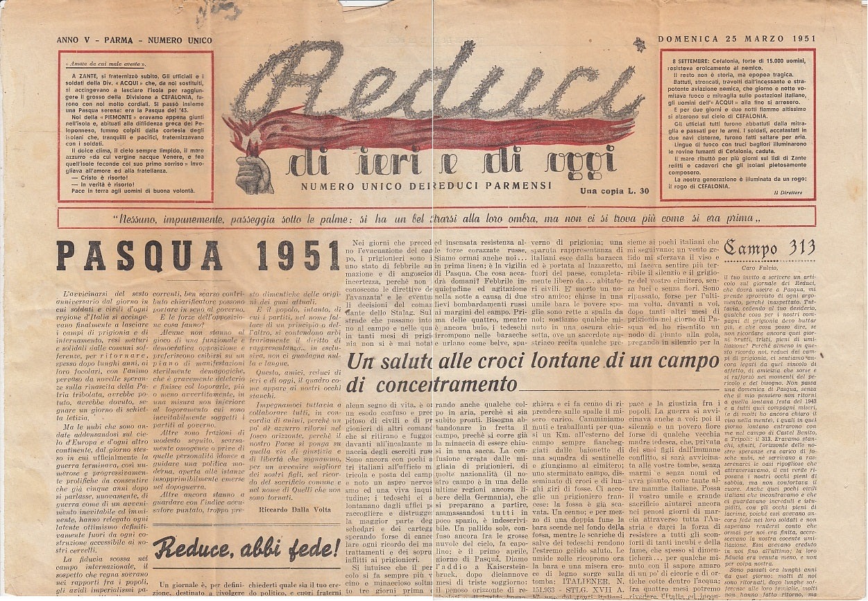 Reduci di ieri e di oggi domenica 25 marzo 1951 numero unico - Parma - RVSa1045