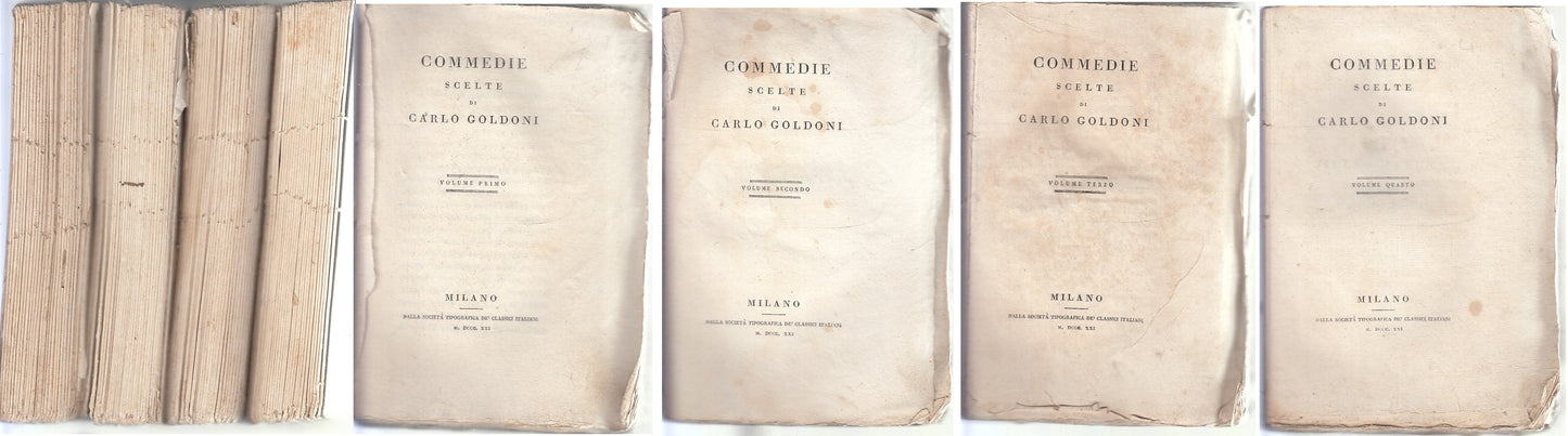 LN- COMMEDIE SCELTE 4 VOLUMI- CARLO GOLDONI- CLASSICI ITALIANI--- 1821- B- XFS74