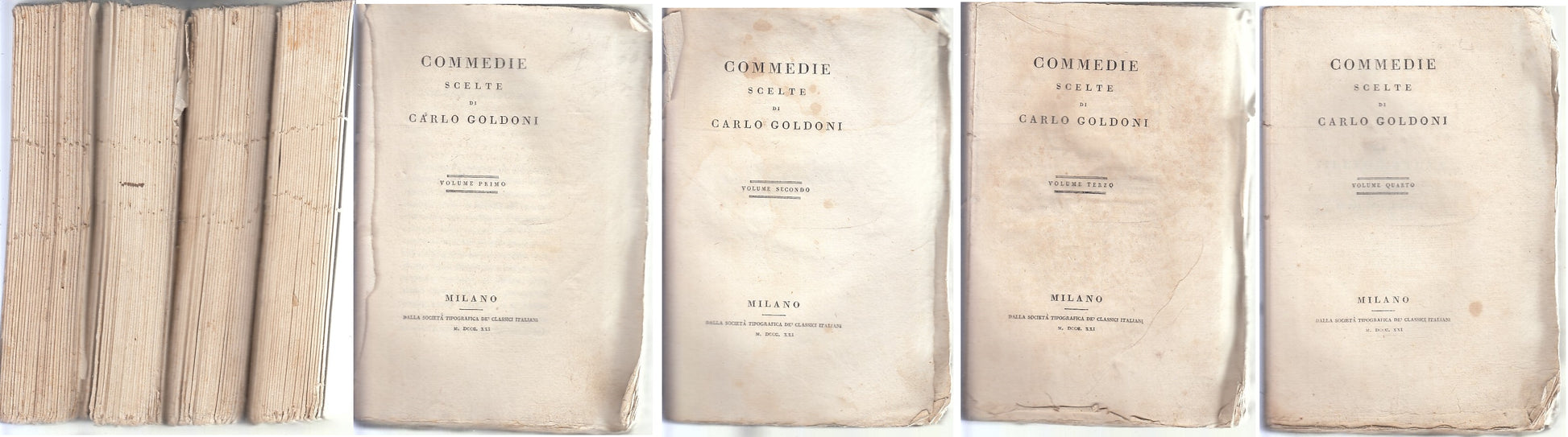 LN- COMMEDIE SCELTE 4 VOLUMI- CARLO GOLDONI- CLASSICI ITALIANI--- 1821- B- XFS74