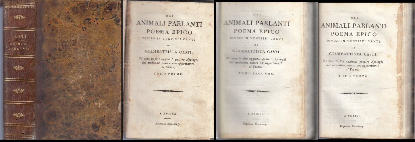 LH- GLI ANIMALI PARLANTI 3 VOLUMI- GIAMBATTISTA CASTI- PE KING--- 1810- C- XFS74