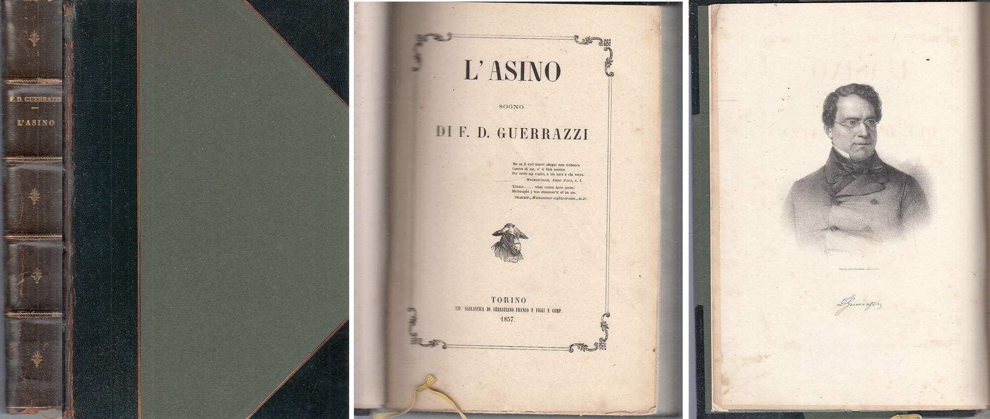 LH- L'ASINO COFANETTO ORIGINALE - GUERRAZZI - TIP. SCOLASTICA --- 1857- C- XFS75