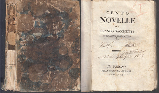 LH- CENTO NOVELLE SETTECENTINA - FRANCESCO SACCHETTI- GIULIARI--- 1798- B- XFS76