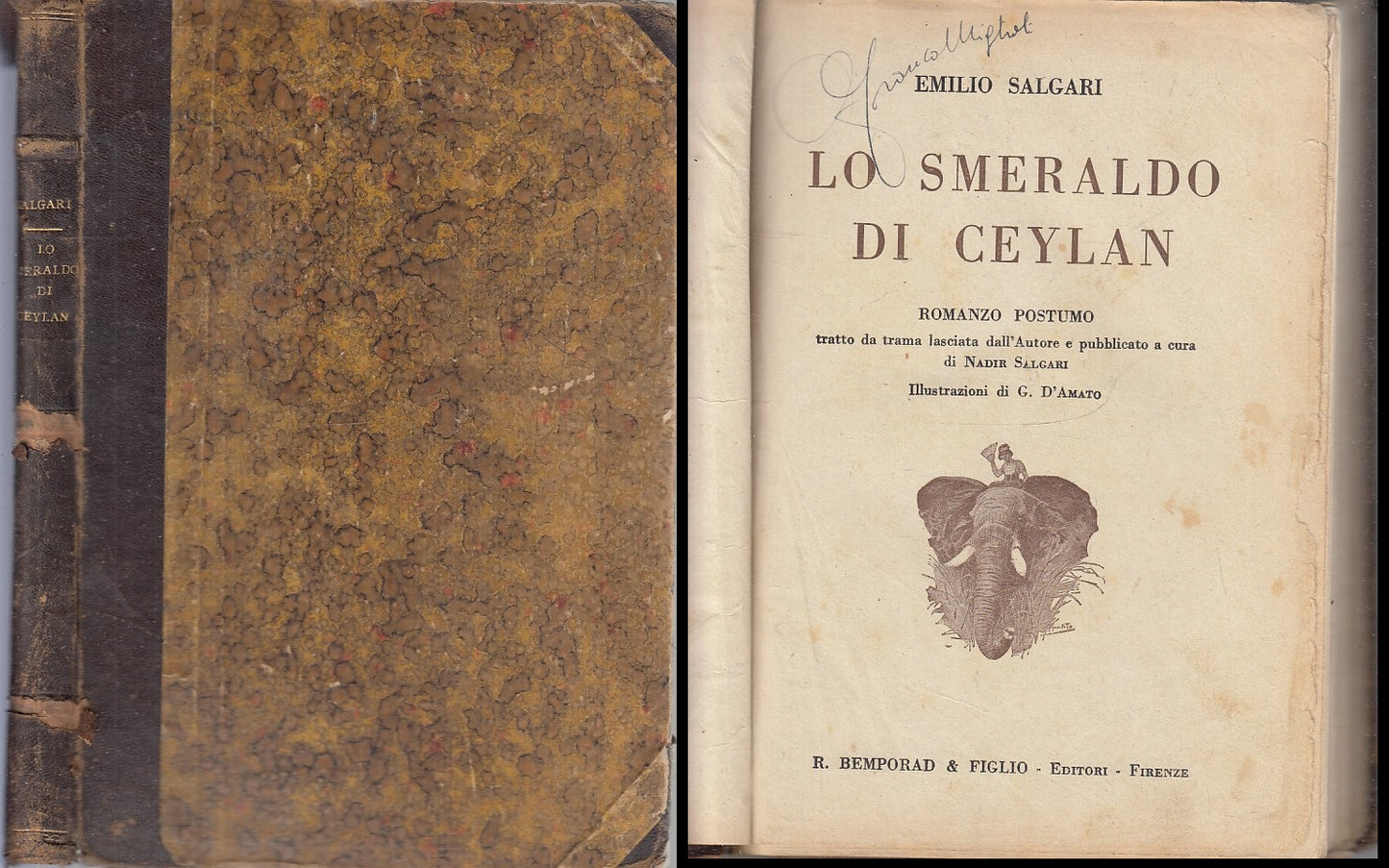 LO SMERALDO DI CEYLAN D'AMATO - EMILIO SALGARI - BEMPORAD --- 1931 -- XFS139