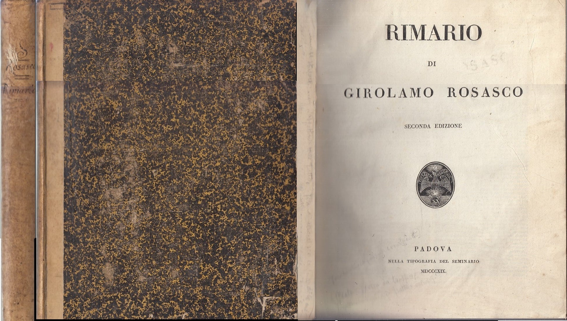 LH- RIMARIO DI GIROLAMO ROSASCO -- TIPOGRAFIA DEL SEMINARIO --- 1819 - C - XFS77