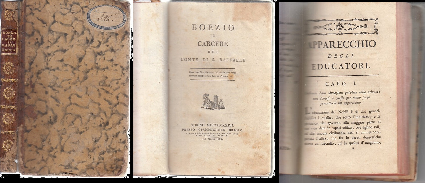 LH- BOEZIO IN CARCERE + EDUCATORI CONTE SAN RAFFAELE -- BRIOLO--- 1787- C- XFS77