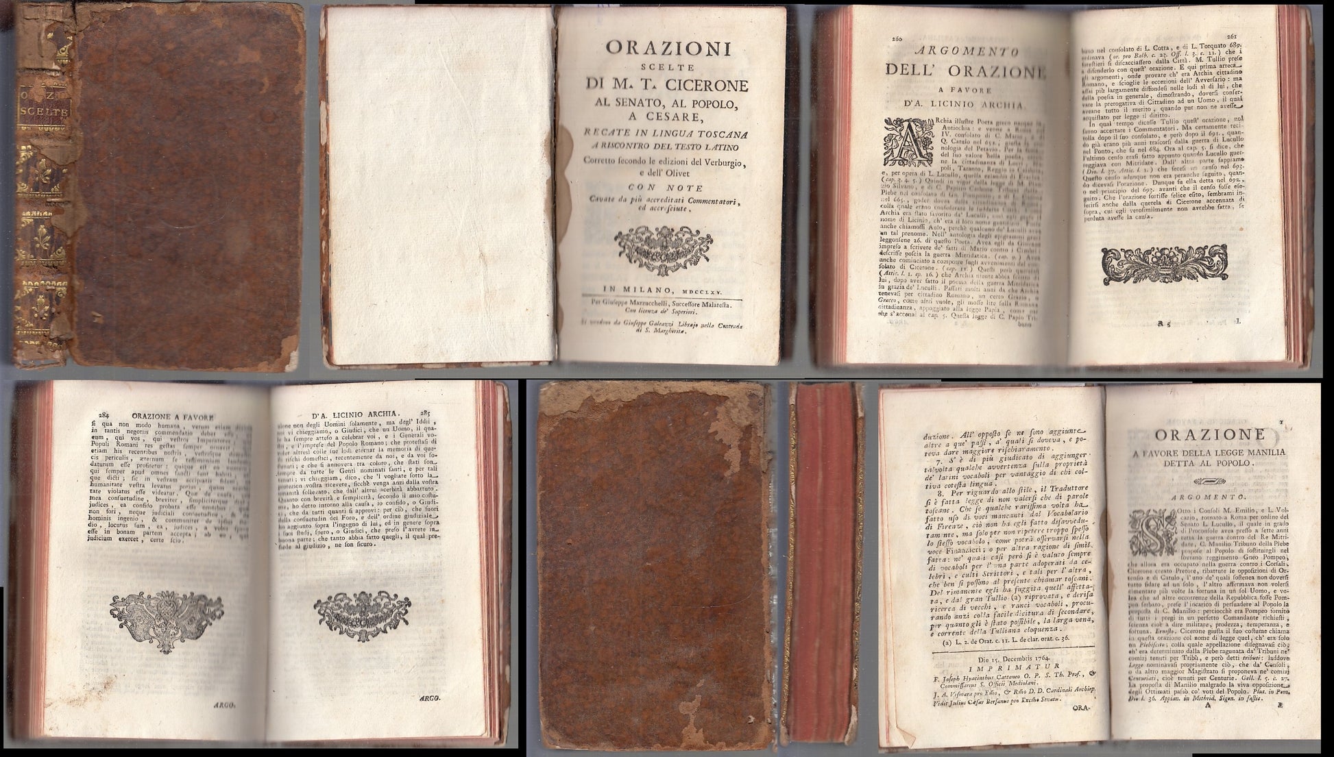 LH- ORAZIONI SCELTE LATINO TOSCANO SETTECENTINA - CICERONE ---- 1765 - C - XFS78