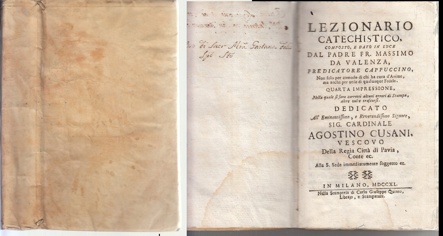 LH- LEZIONARIO CATECHISTICO SETTECENTINA - MASSIMO DA VALENZA---- 1740- B- XFS79