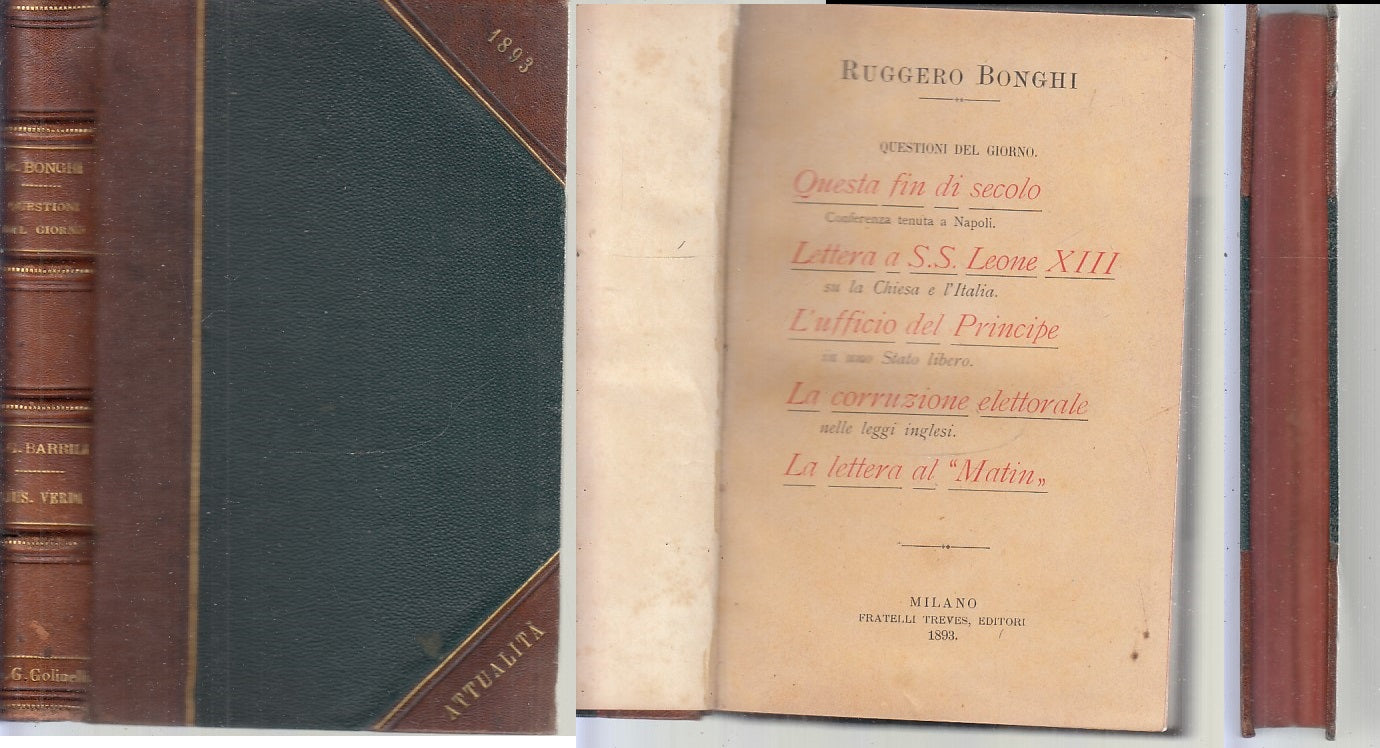 LH- QUESTIONI DEL GIORNO GIUSEPPE VERDI VITA - BONGHI BARILLI---- 1893- C- XFS79