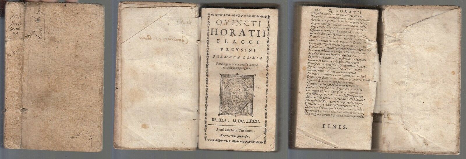 LH- QUINCTI HORATII FLACCI VENUSINI SEICENTINA- IACOBUM TURLINUM- 1681- B- XFS79