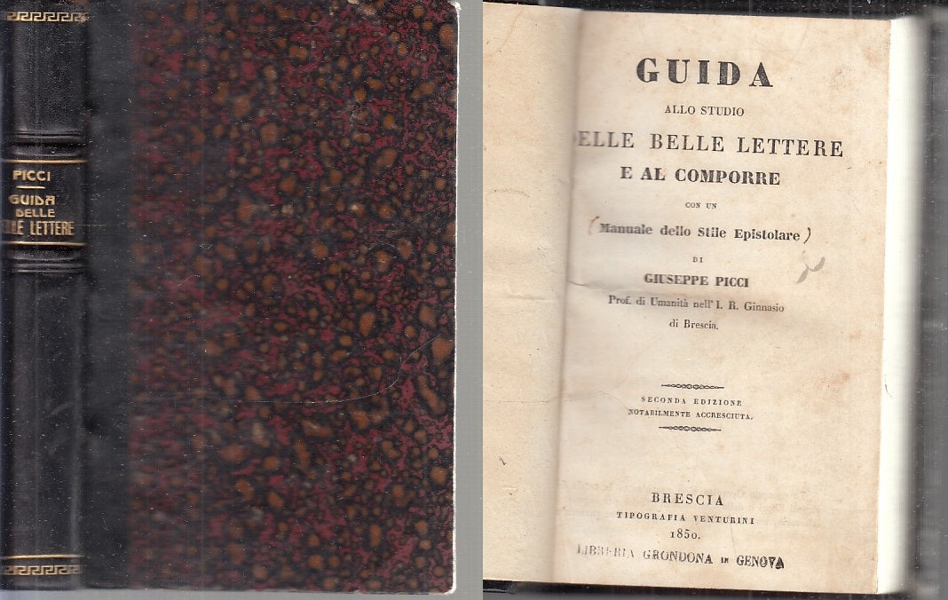 LZ- GUIDA STUDIO DELLE BELLE LETTERE - PICCI- VENTURINI-- 2a ED.- 1850- C- XFS79