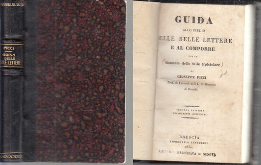 LZ- GUIDA STUDIO DELLE BELLE LETTERE - PICCI- VENTURINI-- 2a ED.- 1850- C- XFS79