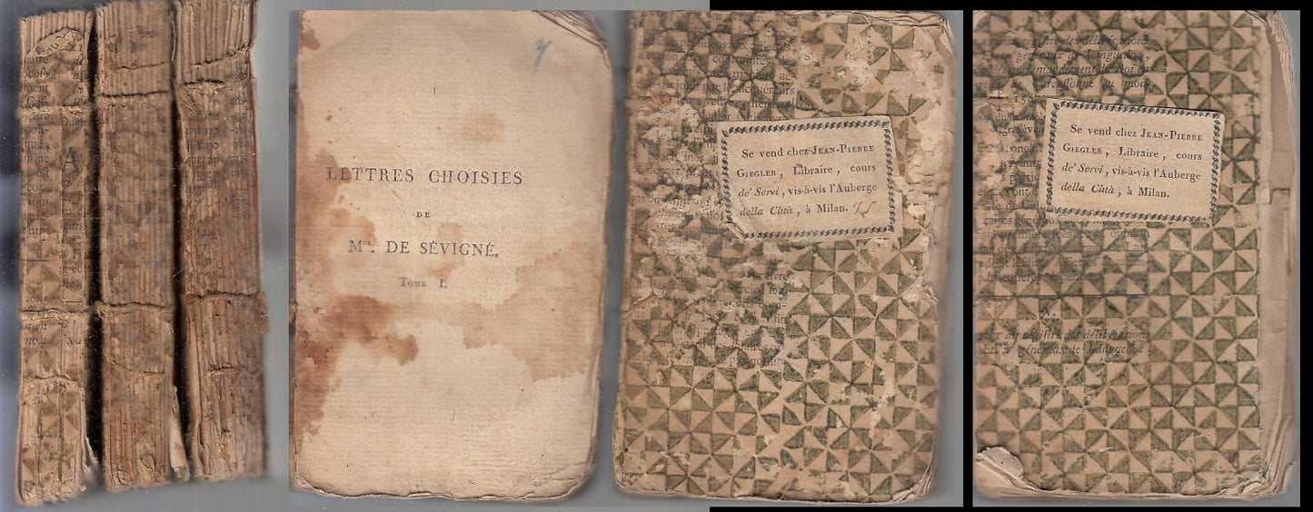 LH- LETTRES CHOISIES 3 TOMI - DE SEVIGNE' - AVIGNON SEGUIN --- 1805 - B - XFS79