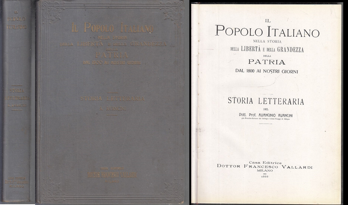 LS- IL POPOLO ITALIANO NELLA STORIA - AVANCINI - VALLARDI --- 1933 - C - XFS147
