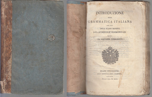LZ- INTRODUZIONE ALLA GRAMMATICA ITALIANA- GIOVANNI GHERARDINI---- 1838- B-XFS78