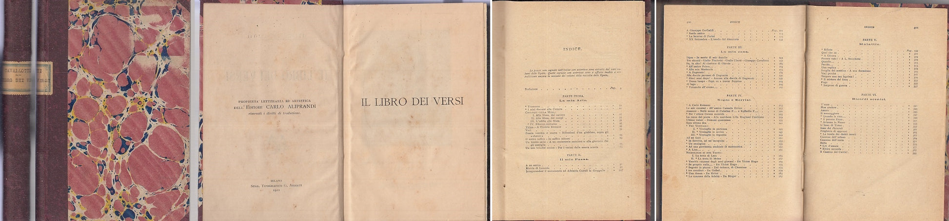 IL LIBRO DEI VERSI - FELICE CAVALLOTTI - CARLO ALIPRANDI --- 1910- C- XFS56