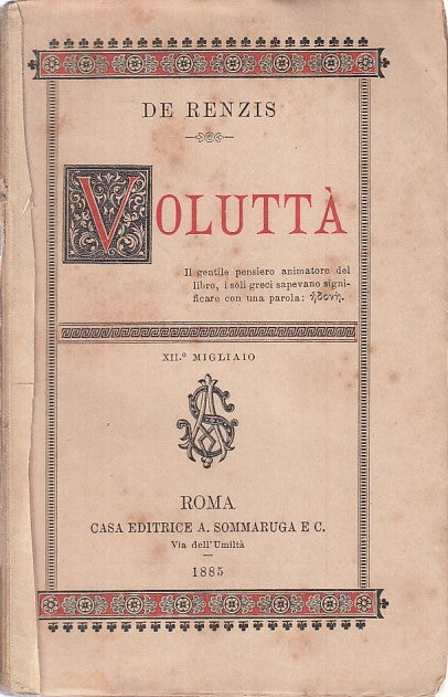 LN- VOLUTTA' - DE RENZIS - SOMMARUGA --- 1885 - B - ZFS3