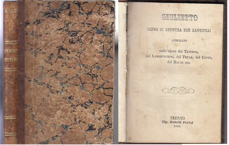 LH- GIULIETTO LIBRO DI LETTURA PER FANCIULLI - TAVERNA- PERINI--- 1853- C- XFS81