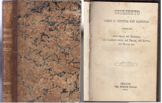 LH- GIULIETTO LIBRO DI LETTURA PER FANCIULLI - TAVERNA- PERINI--- 1853- C- XFS81