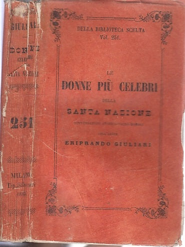 LS- LE DONNE PIU' CELEBRI DELLA SANTA NAZIONE - GIULIARI ---- 1830 - B - XFS81