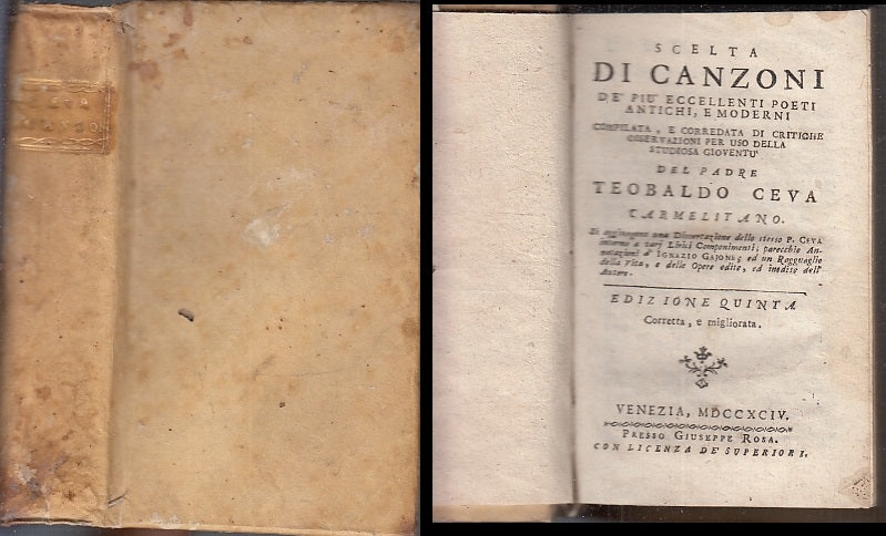 LH- SCELTA DI CANZONI SETTECENTINA - PADRE TEBALDI CEVA - ROSA--- 1794- C- XFS82