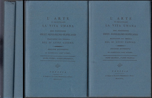LS- L'ARTE DA PROLUNGARE LA VITA UMANA ANASTATICA - HUFELAND---- 1799- CS- XFS82