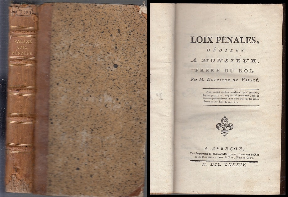 LH-LOIX PENALES MONSIEUR FRERE DU ROI SETTECENTINA- DE VALAZE'---- 1784 --XFS117