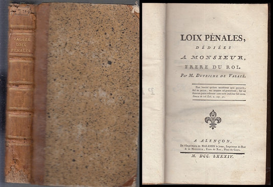 LH-LOIX PENALES MONSIEUR FRERE DU ROI SETTECENTINA- DE VALAZE'---- 1784 --XFS117
