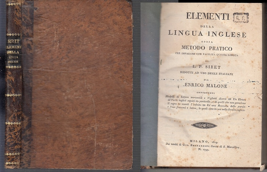 LZ- ELEMENTI DELLA LINGUA INGLESE MANUALE PRATICO - SIRET ---- 1819 - C - XFS82