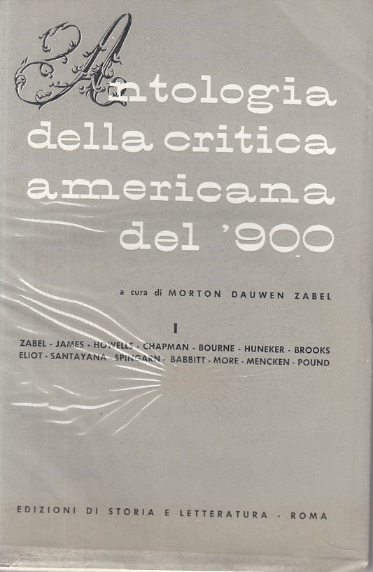 LS - ANTOLOGIA DELLA CRITICA AMERICANA DEL '900 VOL.1-- ROMA--- 1957- BS - ZFS23