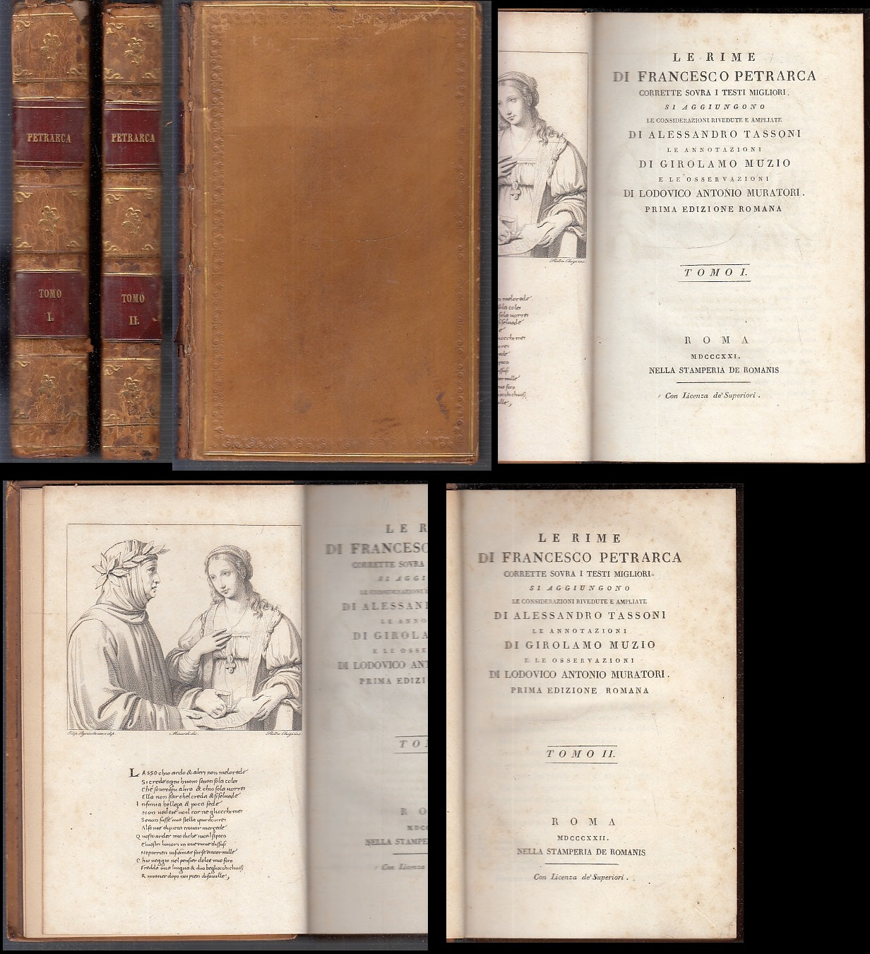 LH- LE RIME DI FRANCESCO PETRARCA 2 TOMI -- DE ROMANIS -- 1a ED.- 1821 -- XFS115