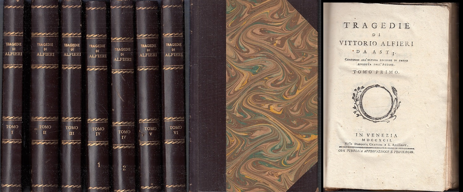 LH- TRAGEDIE DI VITTORIO ALFIERI DA ASTI 6 TOMI 7 VOLUMI ----- 1792 - C - XFS150