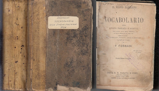 LZ- IL NUOVO BAZZARINI VOCABOLARIO LINGUA ITALIANA -- PARAVIA --- 1898- C- XFS83