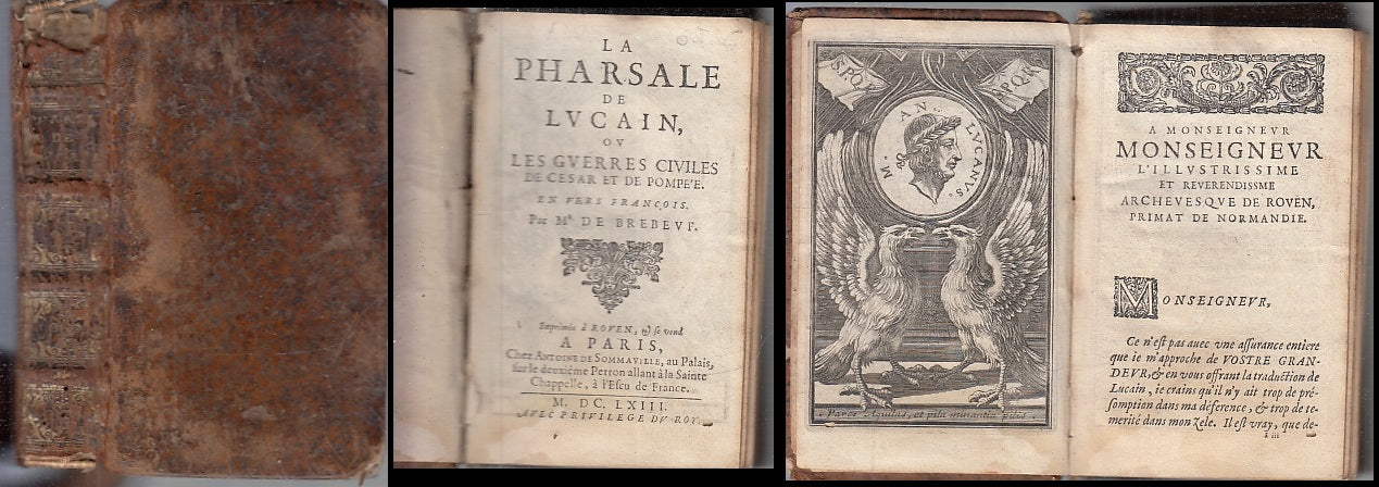 LH- LA PHARSALE DE LUCAIN SEICENTINA - DE BREBEUF - SOMMAVILLE--- 1663- C- XFS83