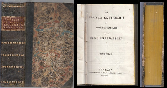 LA FRUSTA LETTERARIA TOMO PRIMO E SECONDO - BARETTI - TASSO--- 1830-C- XFS83