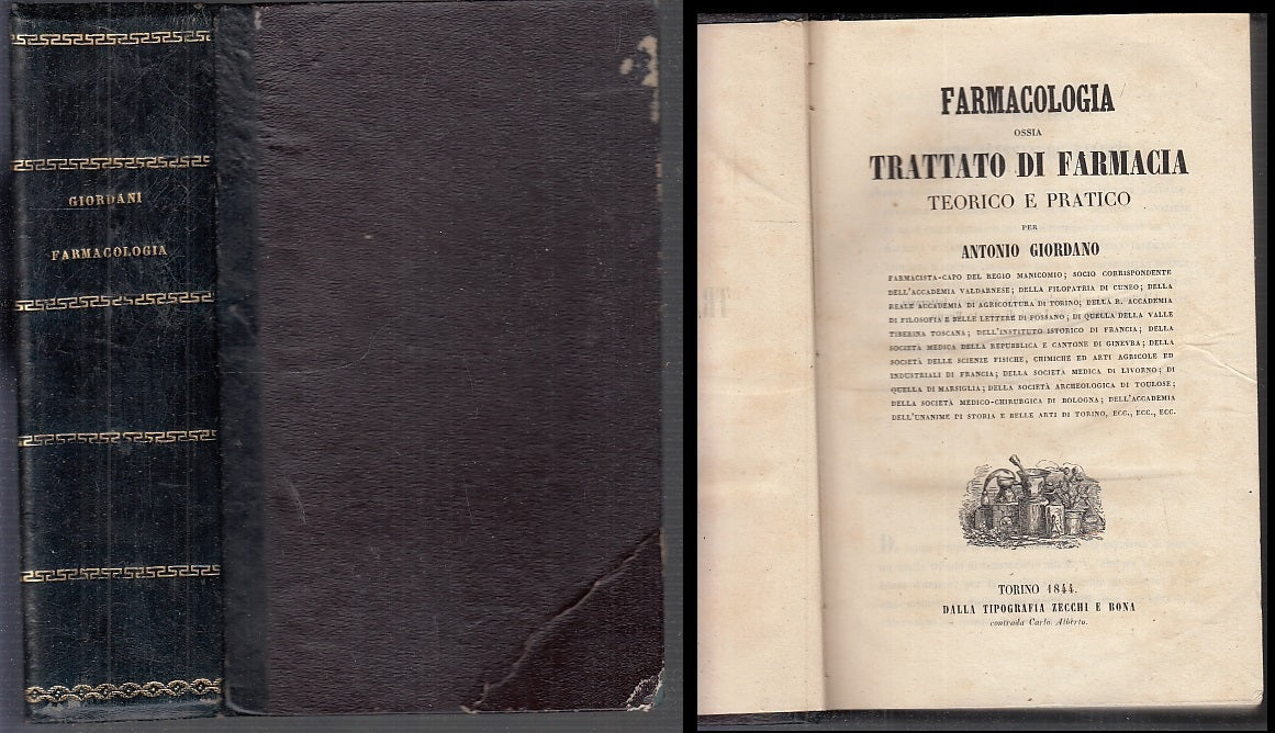 LZ- FARMACOLOGIA TRATTATO DI FARMACIA - GIORDANO - ZECCHI --- 1844 - C - XFS83