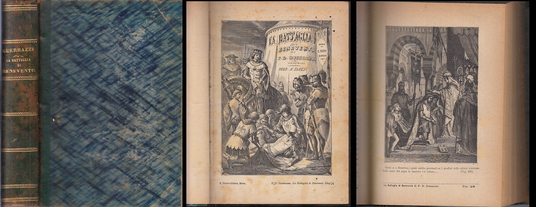 LN- LA BATTAGLIA DI BENEVENTO ILLUSTRATO - GUERRAZZI - PERINO --- 1882- C- XFS84