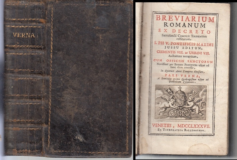 LH- BREVIARIUM ROMANUM SETTECENTINA - VERNA - BALLEONIANA --- 1787 - C - XFS84