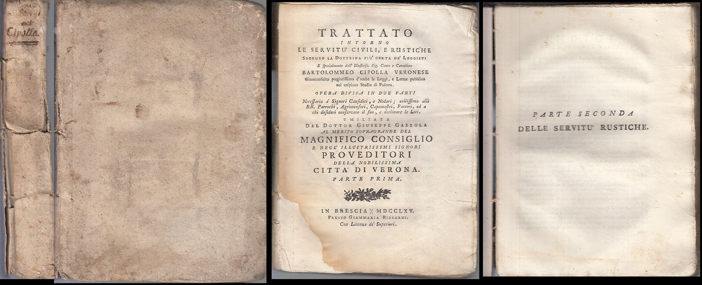 LH- TRATTATO SERVITU' CIVILI E RUSTICHE SETTECENTINA- CIPOLLA---- 1765- B- XFS84