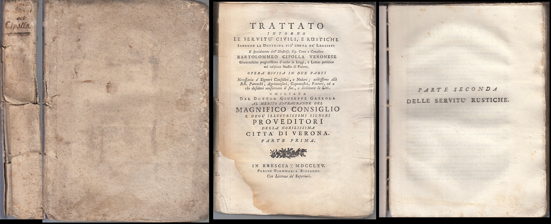 LH- TRATTATO SERVITU' CIVILI E RUSTICHE SETTECENTINA- CIPOLLA---- 1765- B- XFS84