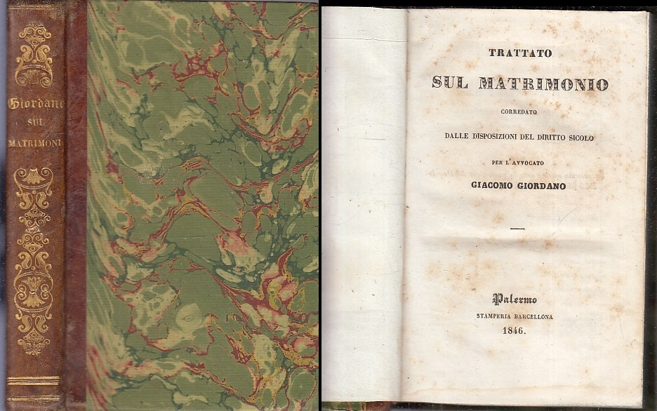 LH- TRATTATO SUL MATRIMONIO - GIORDANO - STAMP. BARCELLONA --- 1846- C- XFS80
