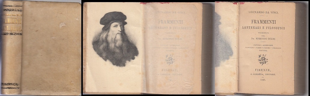 LS- FRAMMENTI LETTERARI FILOSOFICI- LEONARDO DA VINCI- BARBERA--- 1920- C- XFS81