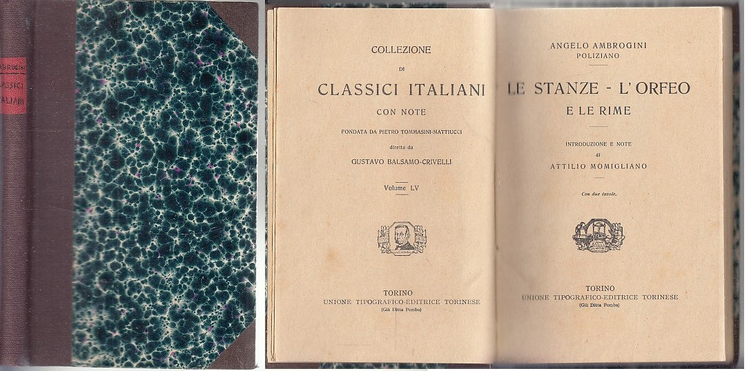 LN- LE STANZE L'ORFEO E LE RIME - POLIZIANO - UTET --- 1925 - C- XFS73