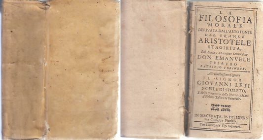 LH- LA FILOSOFIA MORALE ARISTOTELE STAGIRITA SETTECENTINA ----- 1781 - C - XFS74