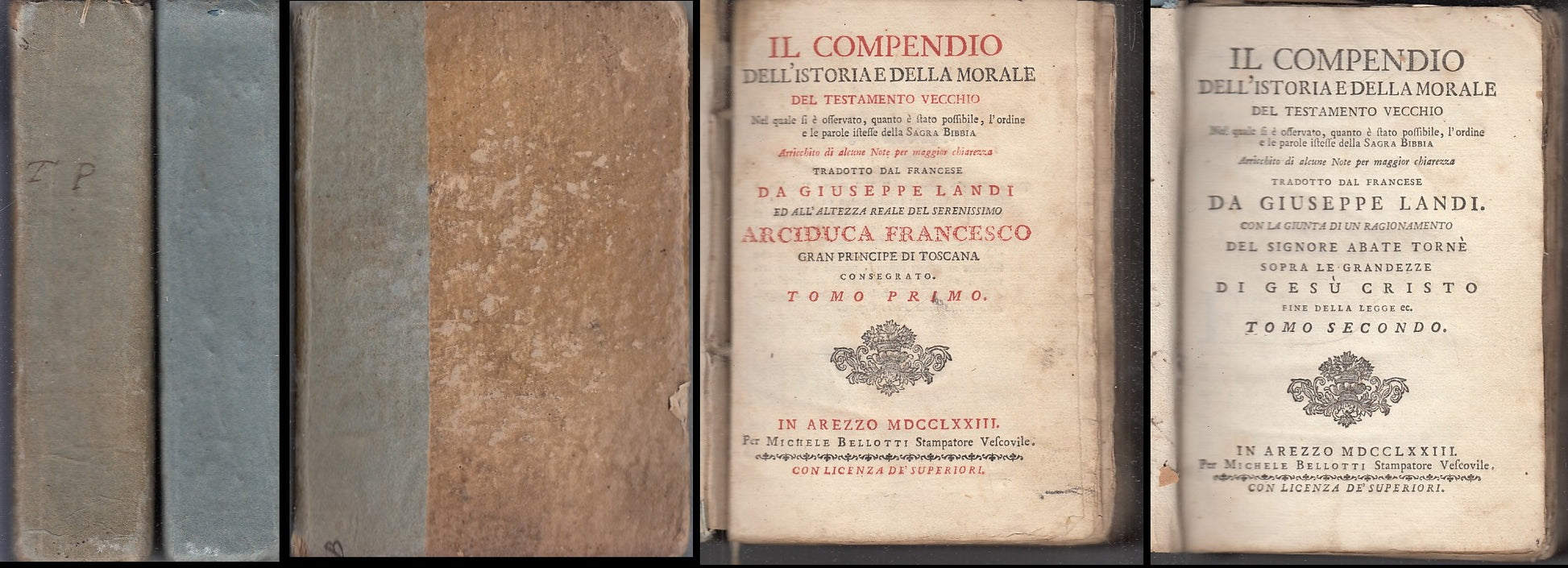LH- COMPENDIO DELL'ISTORIA MORALE 2 TOMI SETTECENTINA - LANDI---- 1773- C- XFS74