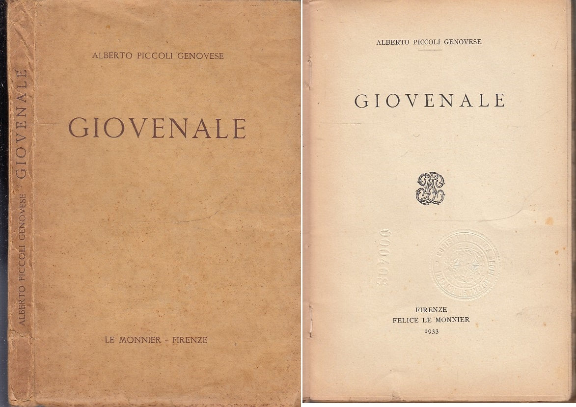 LN- GIOVENALE - ALBERTO PICCOLI GENOVESE - LE MONNIER --- 1933 - B - XFS74